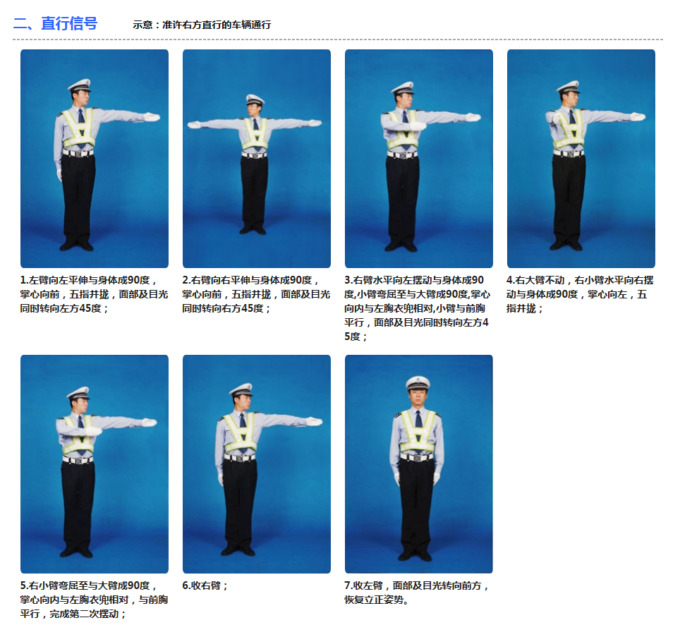 交通警察手势信号,交警手势图解